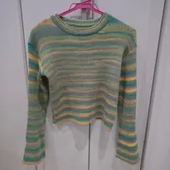 【未使用訳あり】エムズエキサイト　ストライプ リブ編み セーター F