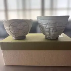未使用 茶道具 京焼・清水焼 平安常山作 三島花紋 抹茶碗 共箱付き 2
