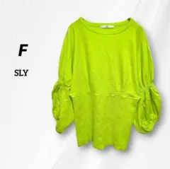 SLY レディースボリュームスリーブニットトップス ライムグリーン F　七分袖のサムネイル