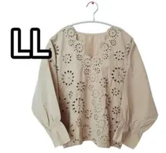 【Otto】透かし刺繍★７分ドルマン袖ブラウス（LL）中古