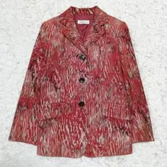 イタリア製生地使用 レディース レザージャケット テーラードジャケット 総柄