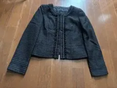 【美品】 ノーカラーツイードジャケット ブラック S 卒業式 入学式
