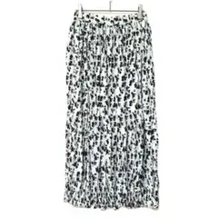 1923 サンゴ 花柄 ロングプリーツスカート 単色 ウエストゴム 《M》