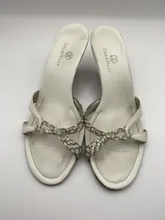 Cole Haan ホワイトレザー ミュール 約7cmヒール
