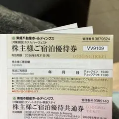東急不動産　株主優待　①ホテルハーヴェストご宿泊優待券　１枚