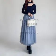 美品　2WAYチュールニットドッキングワンピース ブルー　スナイデル　リエンダ