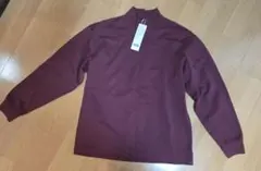 ユニクロ U ブラッシュド モックネックTシャツ 長袖 ワイン L
