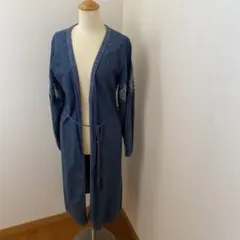 デニム刺繍ロングカーディガン