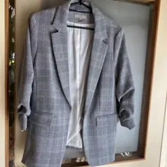H&M グレー チェック柄 テーラードジャケット EUR 40