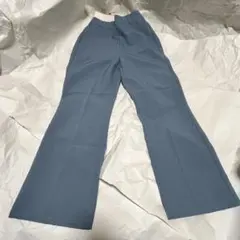 ディスコート フレアパンツ スラックス ブルー ウエストゴム M センタープレス