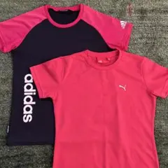 キッズ150㌢adidas PUMA半袖Tシャツ ピンク/ネイビー2枚セット