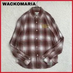 WACKOMARIA オンブレチェック レーヨン ロゴ刺繍 シャツ Mのサムネイル