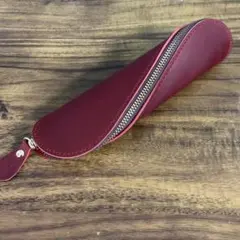ワインレッド 本革 ペンケース 筆箱のサムネイル