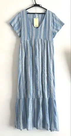 ★週末SALE★【海外購入・新品】刺繍ロングワンピース　水色