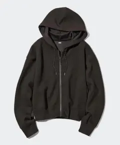 ユニクロ ドライスウェットクロップドフルジップパーカ ダークブラウン　Ｌ