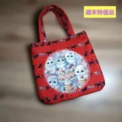 猫ちゃんパネル生地両面ふっくらト－トバック 週末特価品猫ちゃん柄