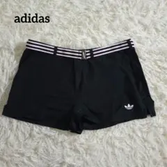 【希少・ベルト付】アディダス オリジナルス ショートパンツ 黒 L トレフォイル