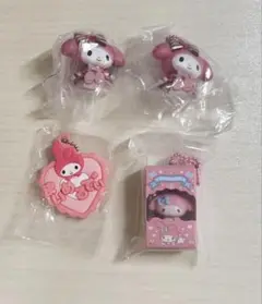 マイメロディ　ガチャ　ストラップ　4点セット　※初期傷あり