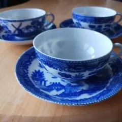 希少Noritakeオールドノリタケ　染付 鳳凰 花唐草　カップ＆ソーサー２客 希少Noritakeオールドノリタケ 染付 鳳凰 花唐草 カップ＆ソーサー2客