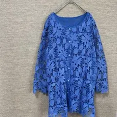 926【おでかけ】花柄　透け感　カーディガン　花柄　刺繍　【L】オシャレ　ミセス