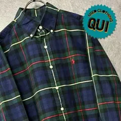 USA古着◯ラルフローレン チェックシャツ グリーン系 メンズM
