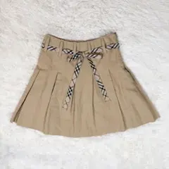 バーバリーブルーレーベル ミニスカート 麻 プリーツ ノバチェック リボンのサムネイル