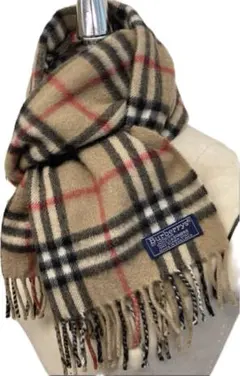 良品Burberry's マフラー ノバチェック カシミヤ5% 羊毛95%