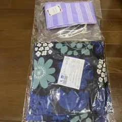 青系花柄と紫ストライプの浴衣セット