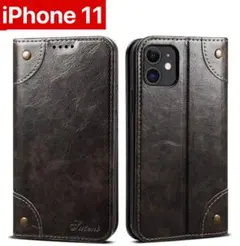 iPhone 11 手帳型フリップケース ダークブラウン