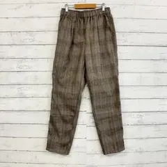 チェック柄 イージーパンツ M 綺麗 秋冬 レディース ブラウン テーパード