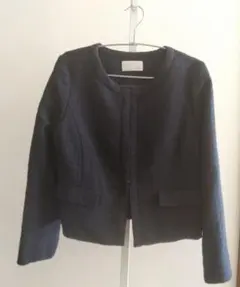 ネイビー ノーカラージャケット