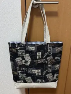 ビンテージ風タグデザイントートバッグ