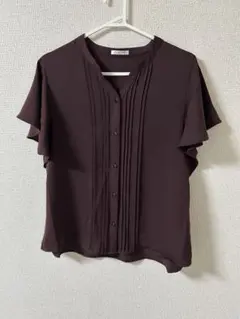 未使用/ハニーズ/半袖ブラウス/L/濃茶/フリル袖