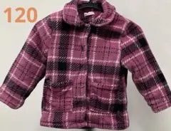 120㎝ ピンク色 チェック柄 フリース ジャケット