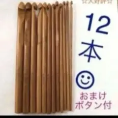 竹　かぎ針　編み棒　12本　数量限定　おまけボタン付　新品