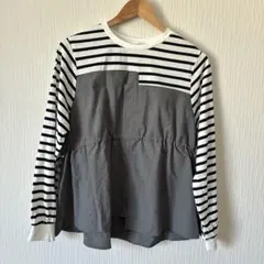 レディース　chocol raffine robe 異素材の切り替えカットソー