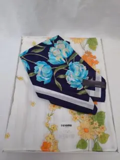 ハンカチスカーフ　花柄　2点セット　ギフト　新品　未使用　美品　renoma