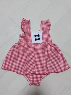 女の子用ワンピース水着 100cm ギンガムチェック