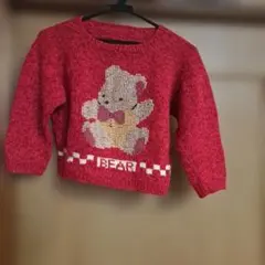 赤いクマ刺繍セーター