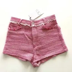 新品 ZARA テクスチャー生地 ショートパンツ ピンク