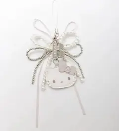HELLOKITTY×BRILMYミラー付きビーズストラップ キティキーホルダー