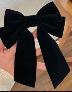 ベルベットリボン ビッグリボン 可愛いリボン黒 韓国ヘアピン 黒リボン