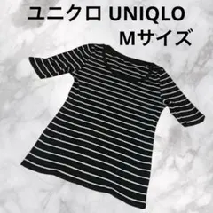 さN340ユニクロUNIQLO 半袖 サマーニットセーター美品 Uネック M