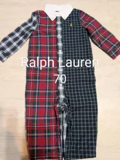 Ralph Lauren チェック柄長袖ロンパース 9M