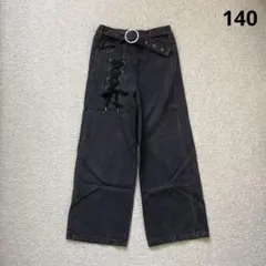 ANAP GiRL ブラックデニム　ワイドパンツ　140