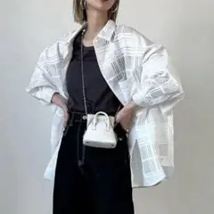 CFT. シフト シアーチェックシャツ オーバーサイズ 白