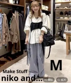 ニコアンド＊FINEリネン100% サロペット カーキ M てぃらさん着用
