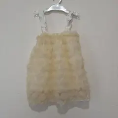 フラワーモチーフ ベビードレス クリーム色 90cm