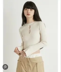 LILY BROWN ホールデザインリブニットトップス