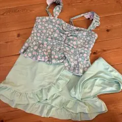 花柄水着 セパレート 10Y 黄緑